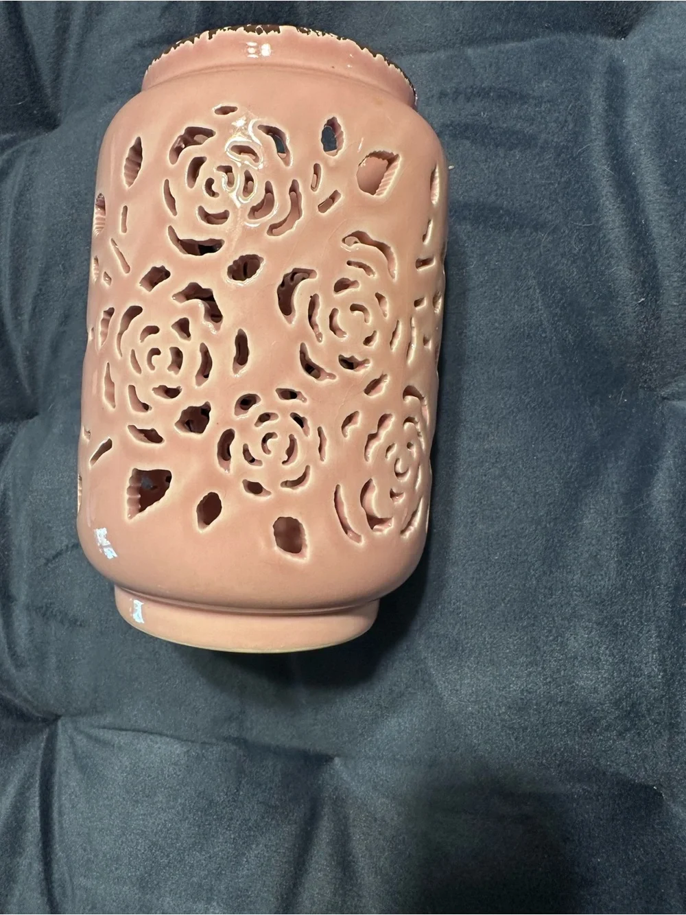 Ceramic Rose Cutout Lantern - Blush Pink